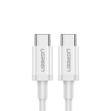 Laidas USB C - USB C (K-K) 1.5m 60W 3A Ugreen US264 baltas (white)